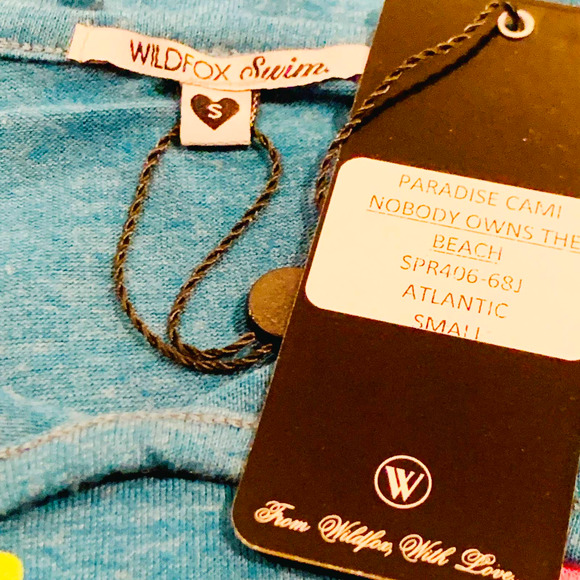 Wildfox Nobody Owns The Beach Teal Blue Paradise Cami Tank Swim Cover Top Small - Picture 9 of 13